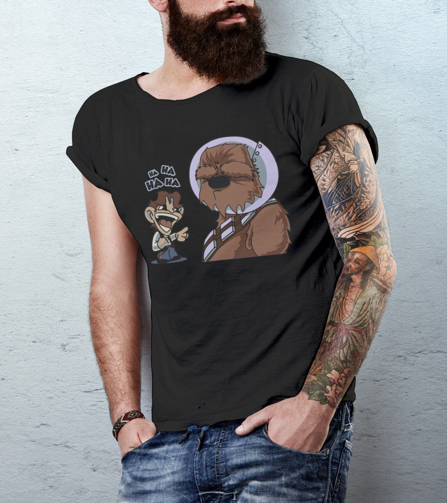 Chewie Wearing Cone Of Shame While Being Laughed At With Ha Ha Ha T-Shirt