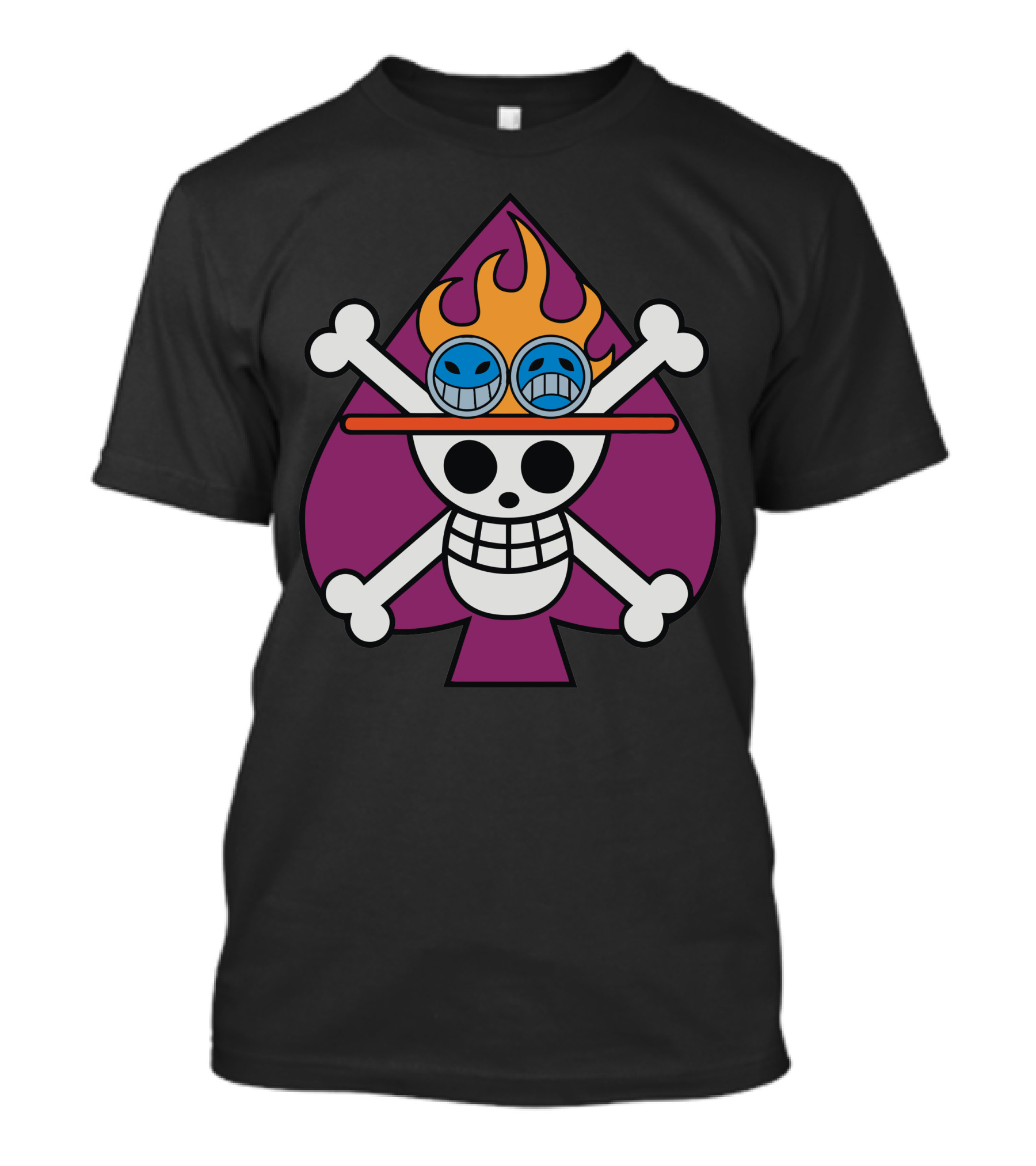 Ace One Piece Fire Skull Pirate T-Shirt