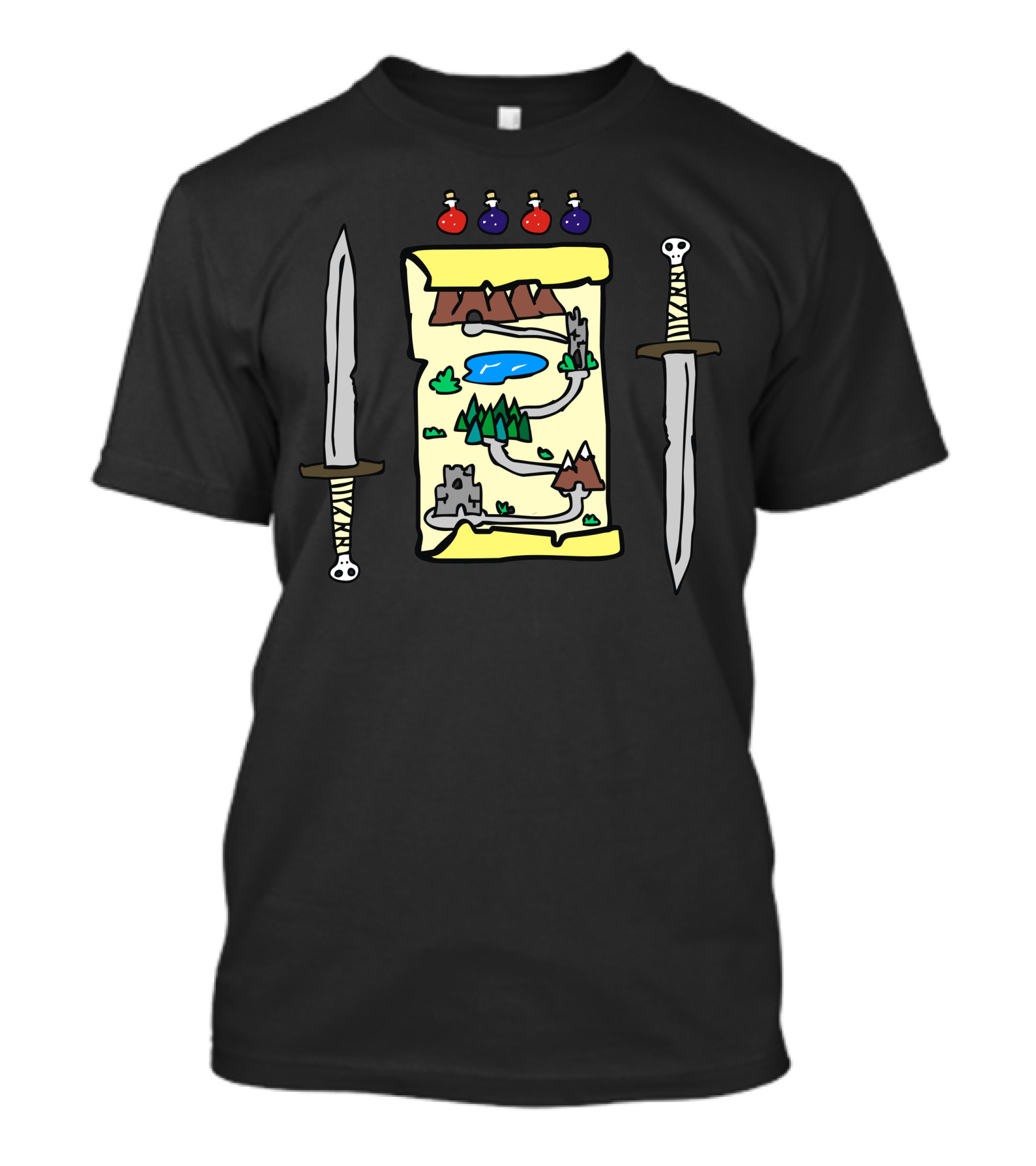 Adventurer Map Swords And Potions Journey T-Shirt