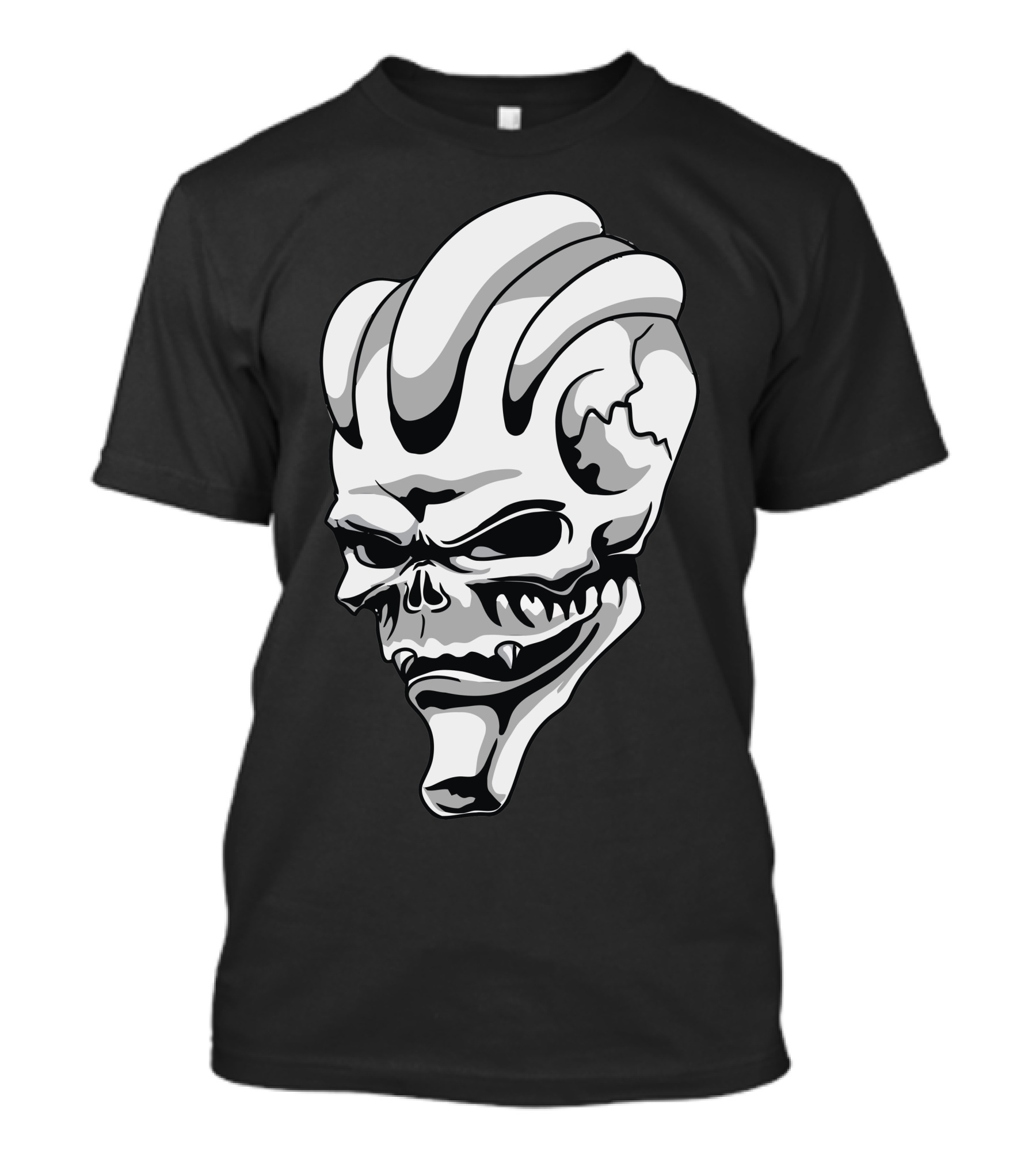 Alien Skull Horned Extraterrestrial Head T-Shirt