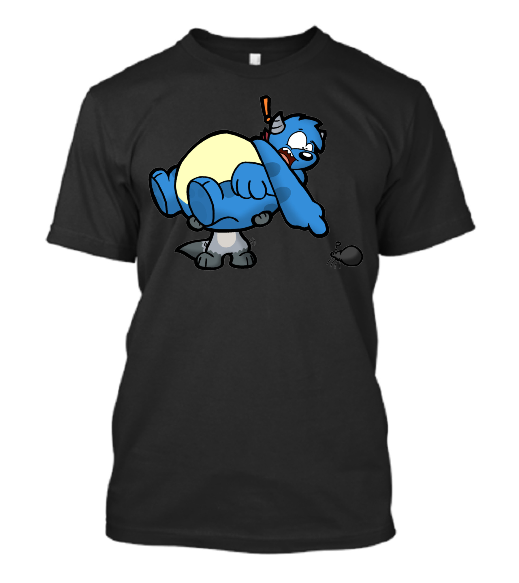 Arachnophobia Blue Cartoon Character With Spider Surprise T-Shirt
