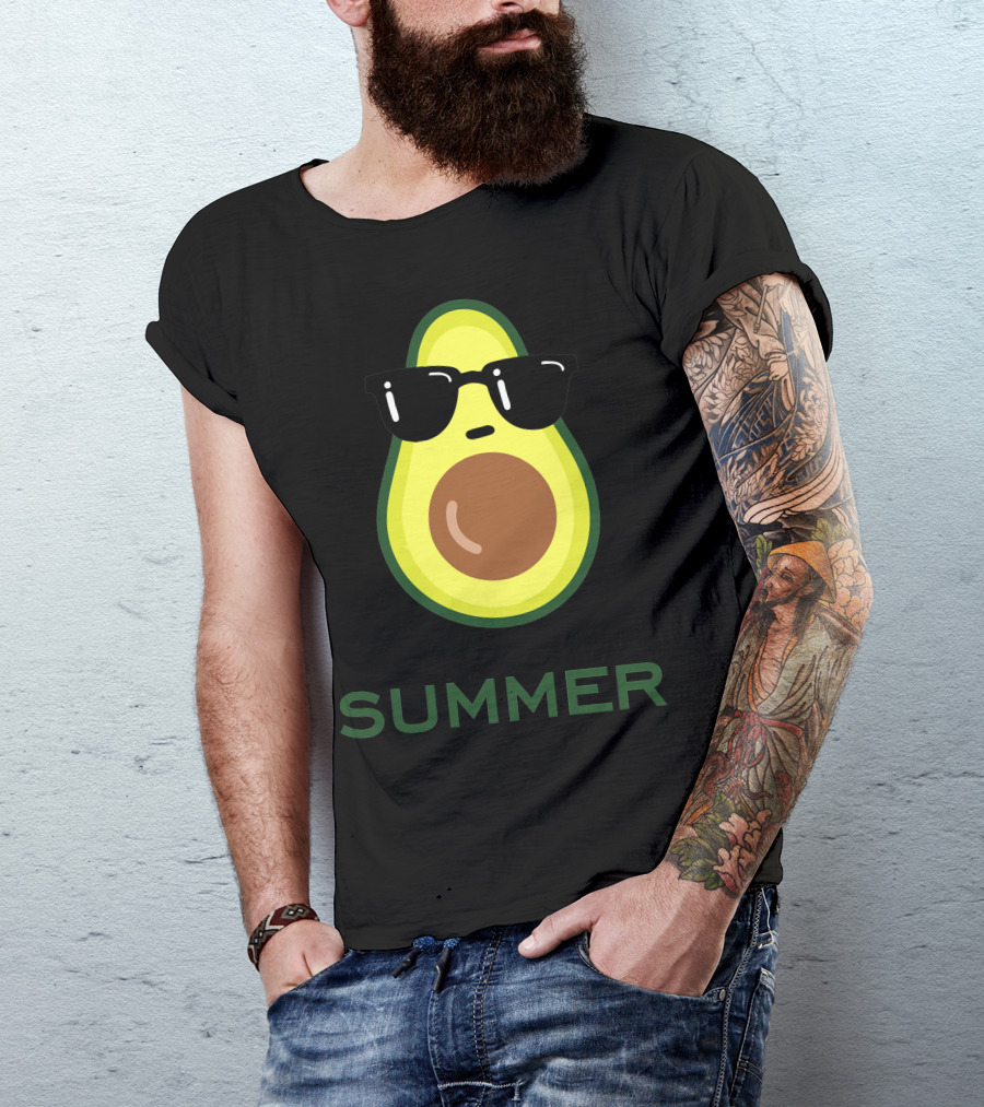 Summer Avocado With Sunglasses T-Shirt