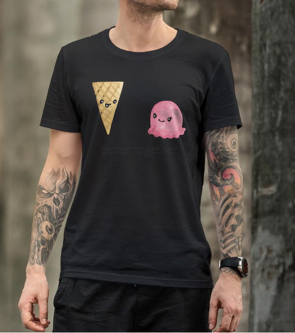Better Together Ice Cream Cone And Scoop Cute Friends T-Shirt