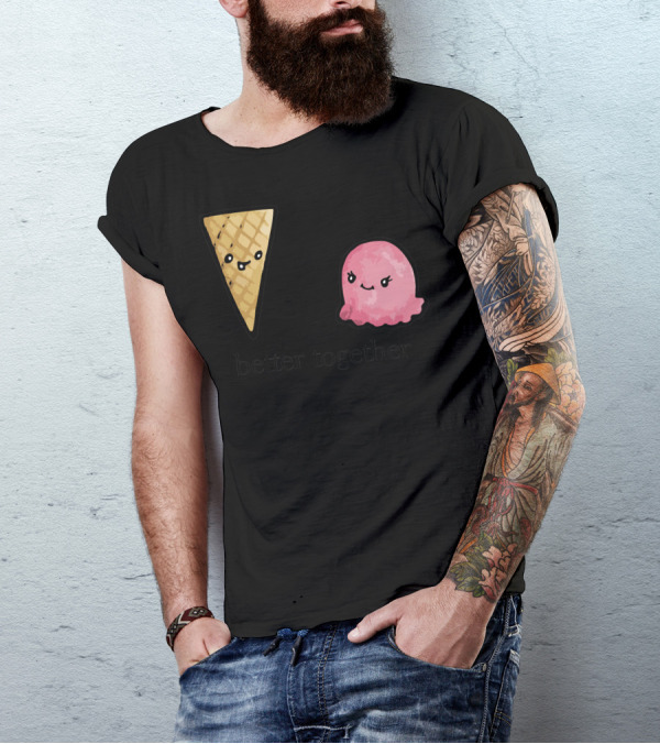 Better Together Ice Cream Cone And Scoop Cute Friends T-Shirt