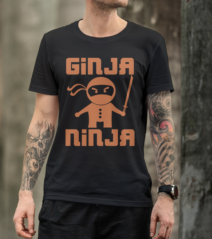 Ginja Ninja Sword-Wielding Cartoon Warrior T-Shirt
