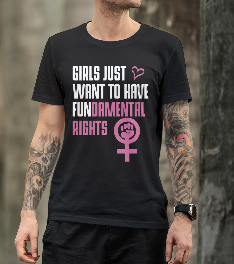 Girls Just Want To Have Fundamental Rights Feminist Symbol Heart T-Shirt