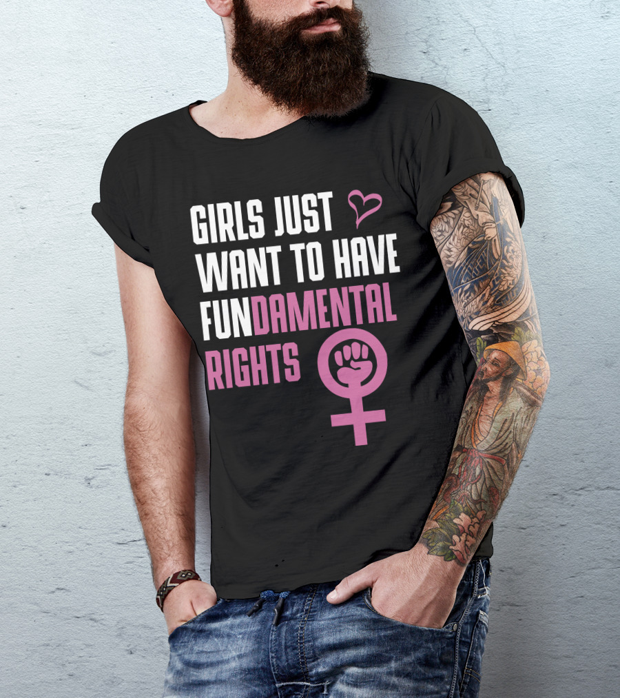 Girls Just Want To Have Fundamental Rights Feminist Symbol Heart T-Shirt