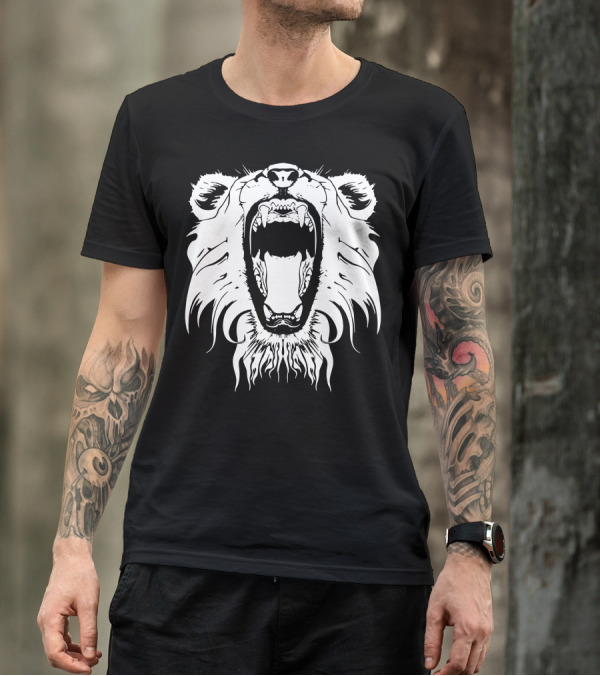 Lion Head Roaring Fierce Expression T-Shirt