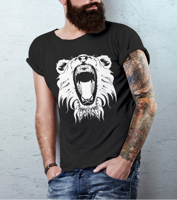 Lion Head Roaring Fierce Expression T-Shirt