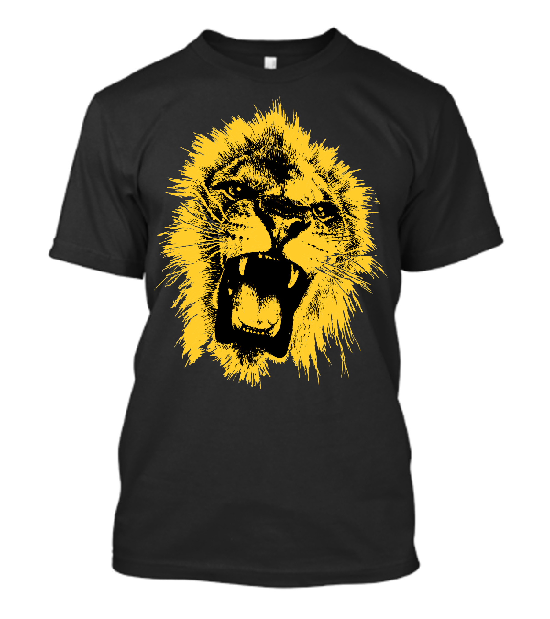 Lion Yellow Roaring Fierce Majestic Face T-Shirt