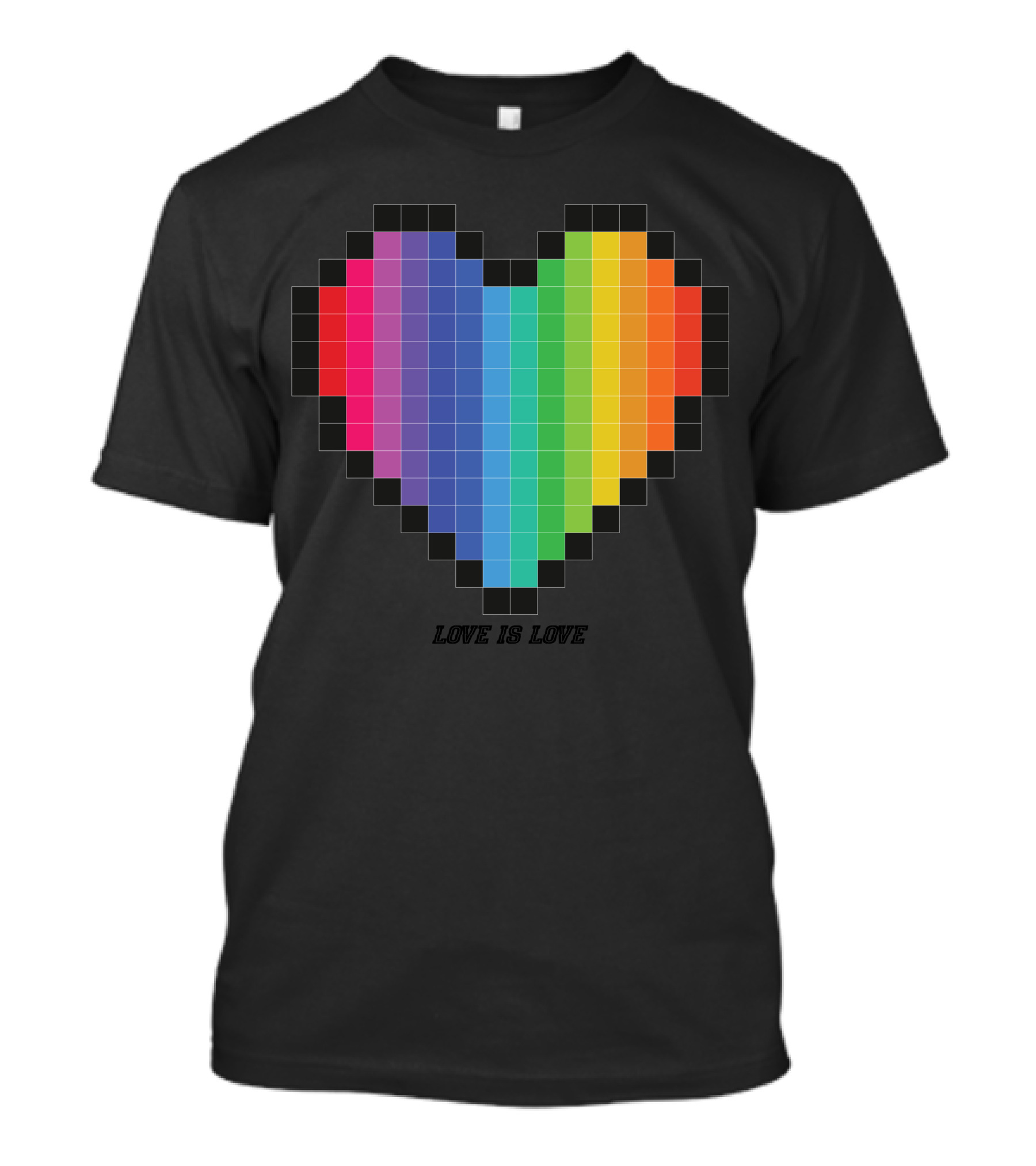 Love Is Love Rainbow Pixel Heart LGBT T-Shirt