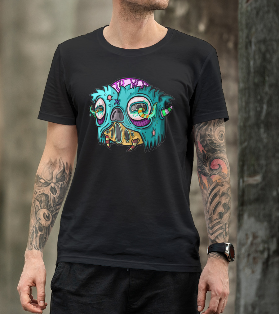 Monster Zombie Eyeballs Tentacles Neon Cartoon T-Shirt