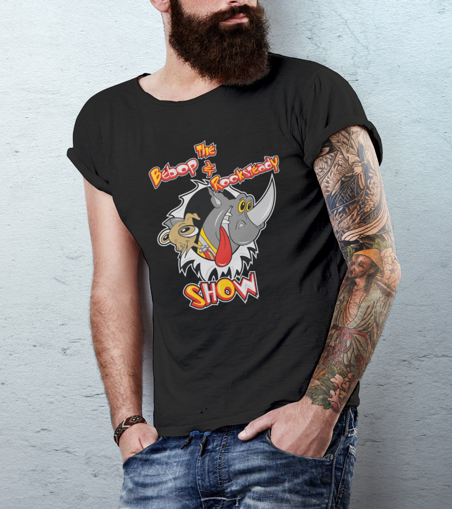 The Bebop And Rocksteady Show Cartoon Characters In Bold Colors T-Shirt