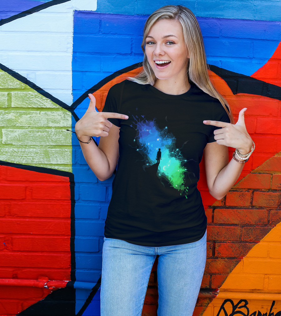 The Birthplace Of Inspiration Silhouette In Cosmic Color Burst T-Shirt