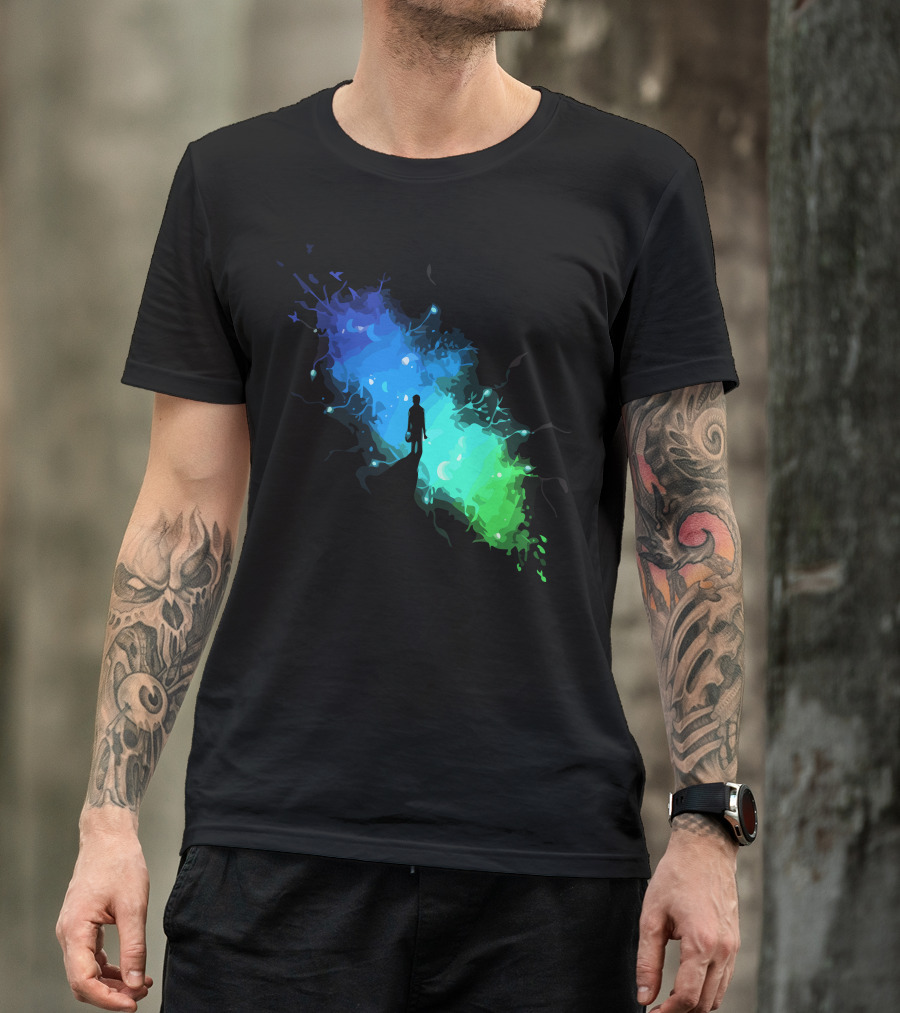 The Birthplace Of Inspiration Silhouette In Cosmic Color Burst T-Shirt