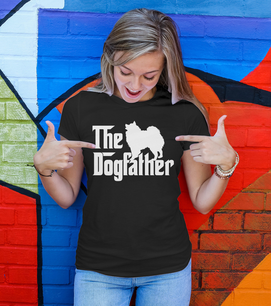 The Dogfather White American Eskimo Dog Silhouette Iconic T-Shirt