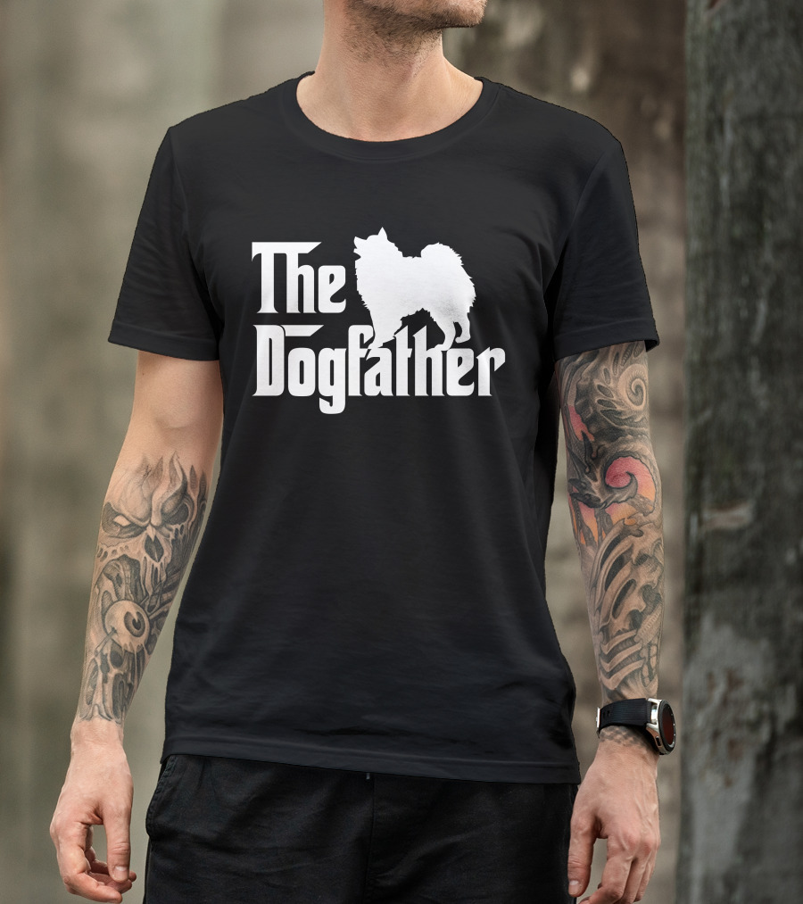 The Dogfather White American Eskimo Dog Silhouette Iconic T-Shirt