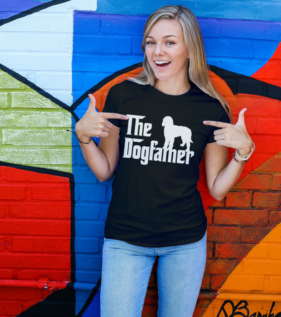 The Dogfather Labradoodle White Graphic Icon Text T-Shirt