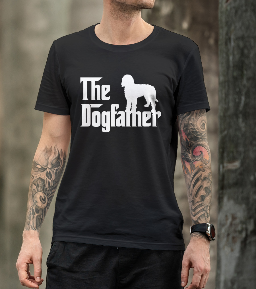 The Dogfather Labradoodle White Graphic Icon Text T-Shirt