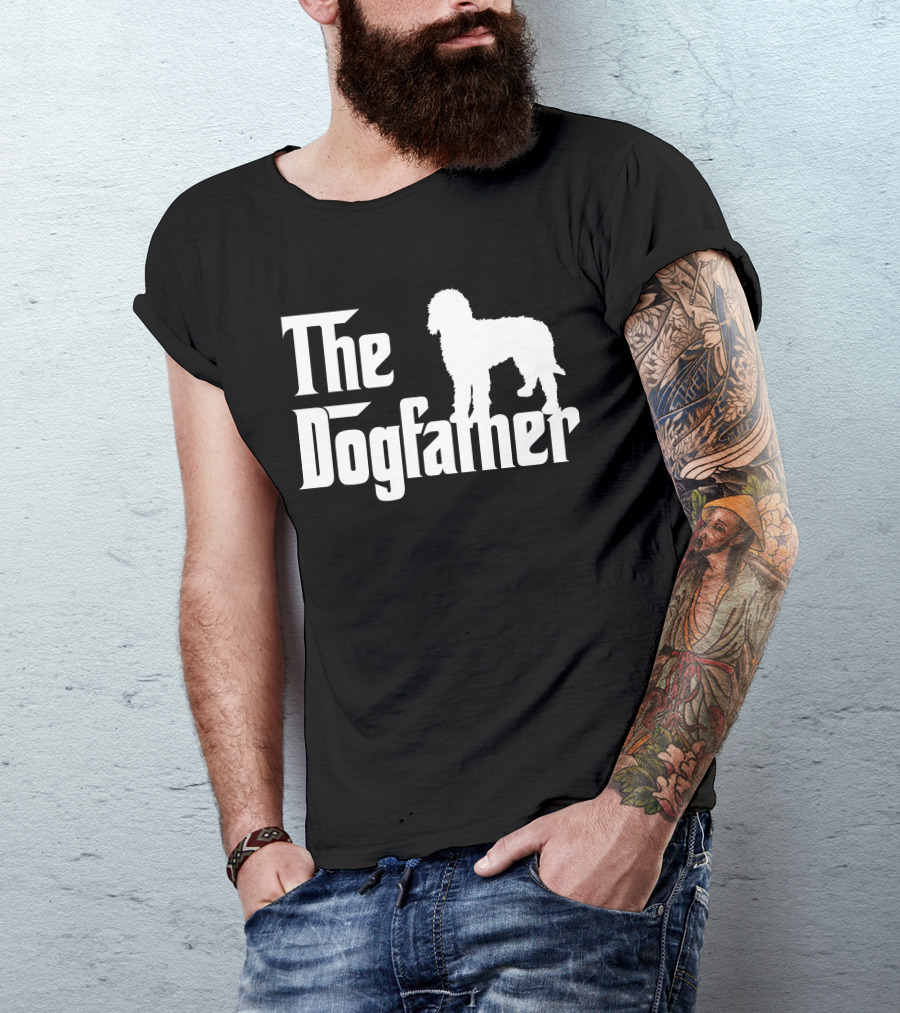 The Dogfather Labradoodle White Graphic Icon Text T-Shirt