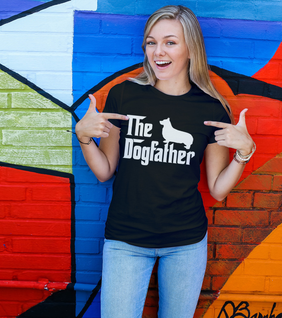 The Dogfather Pembroke Welsh Corgi Silhouette White T-Shirt