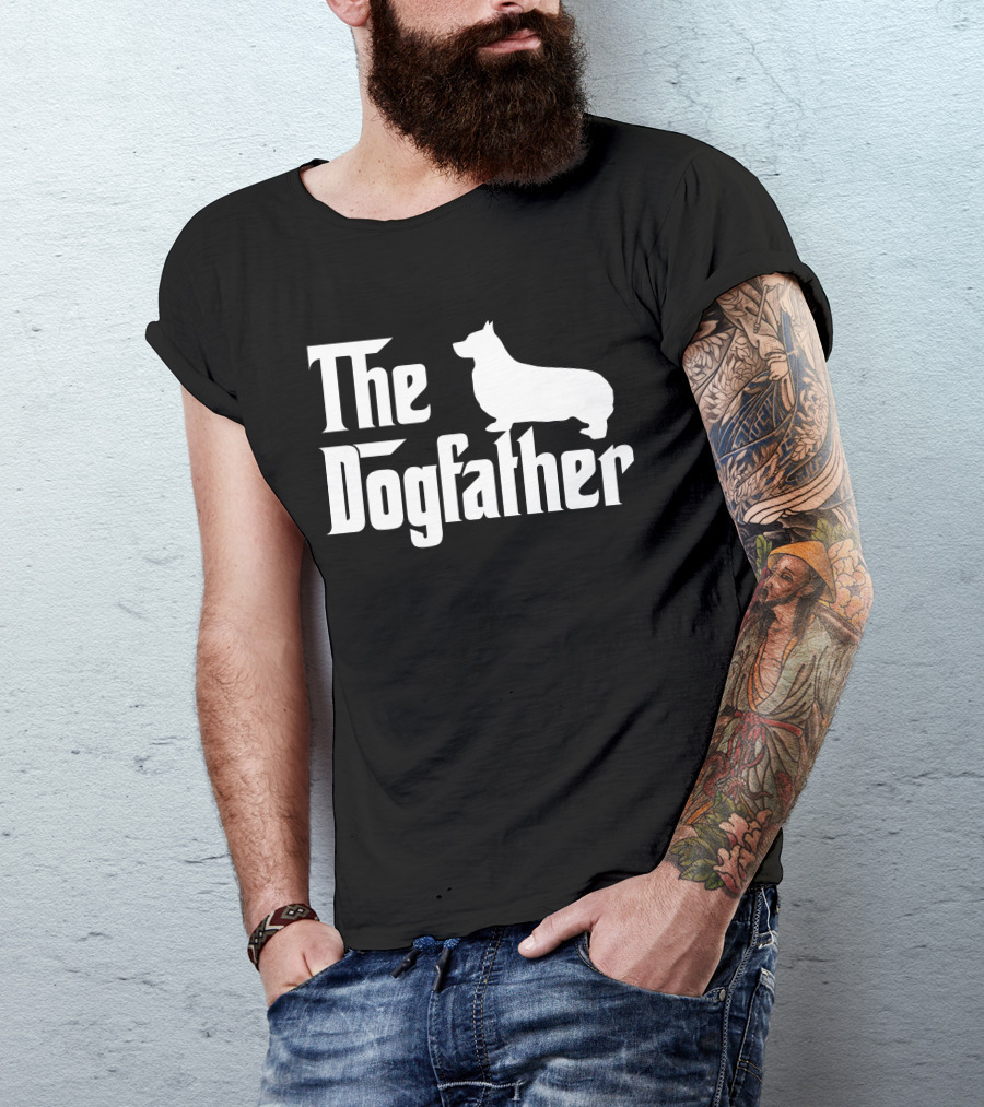 The Dogfather Pembroke Welsh Corgi Silhouette White T-Shirt