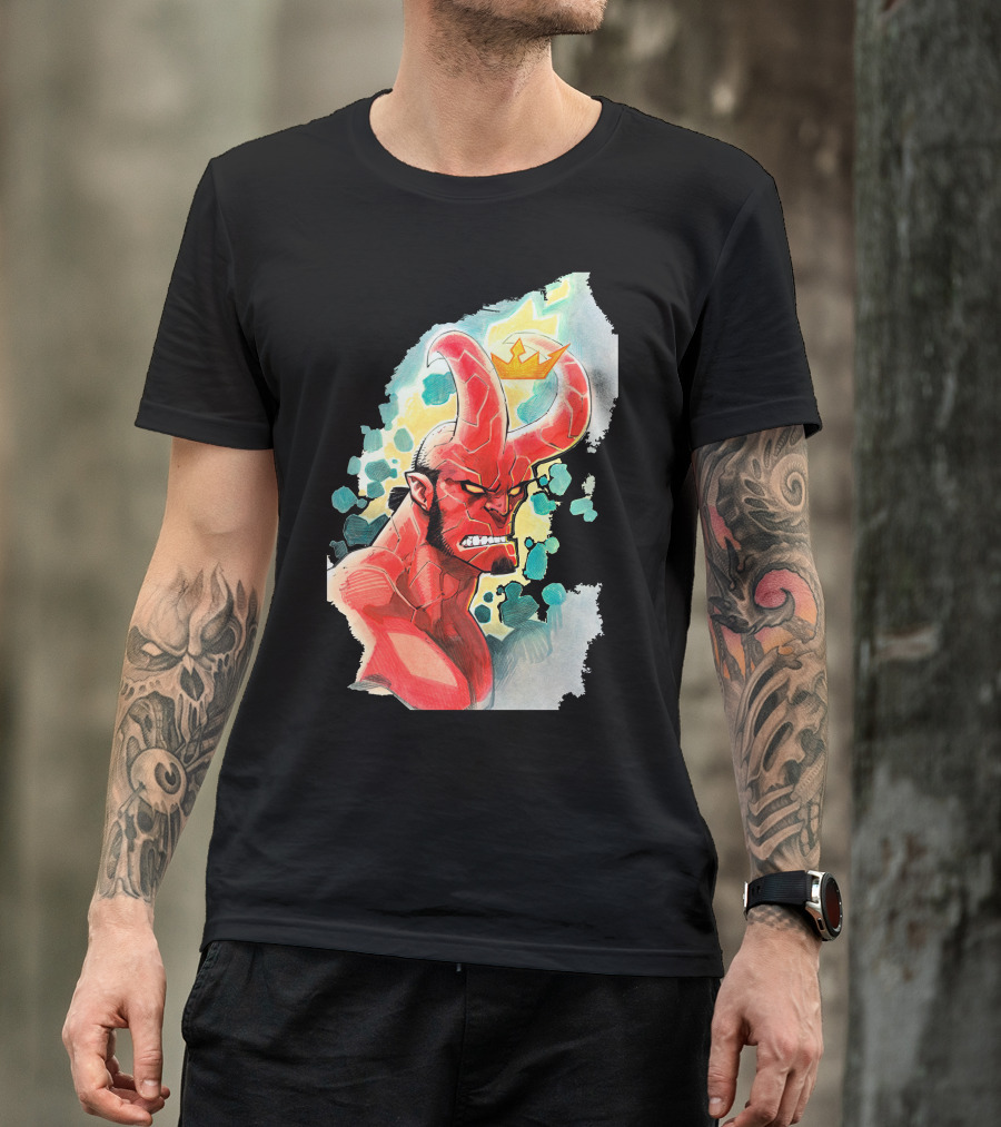 Anger Hellboy Crowned Fiery Rage T-Shirt