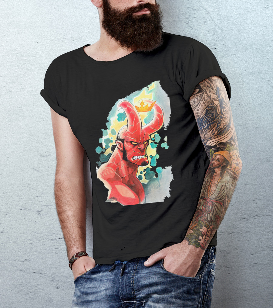 Anger Hellboy Crowned Fiery Rage T-Shirt