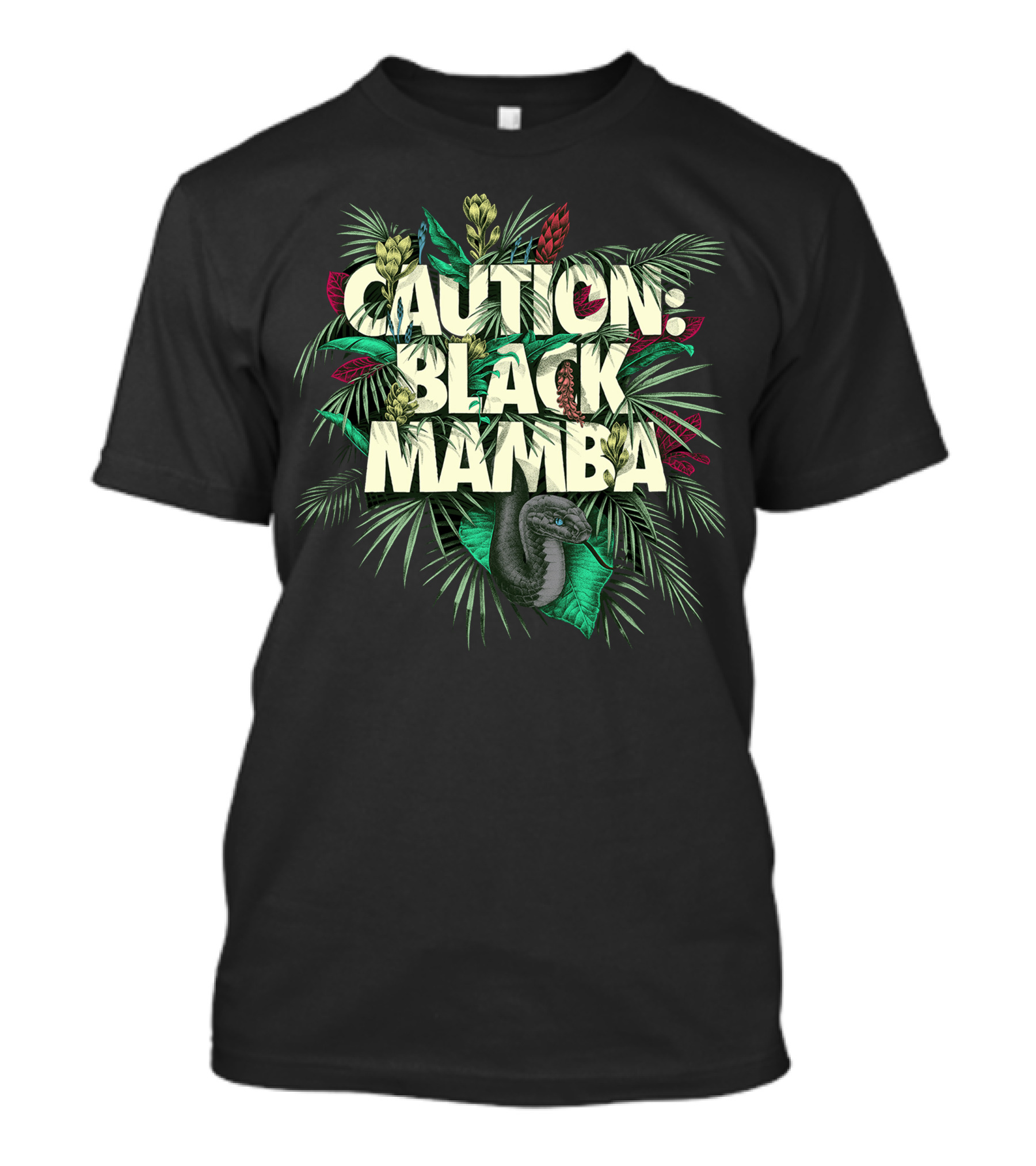 Caution Black Mamba Jungle Foliage Snake Warning T-Shirt