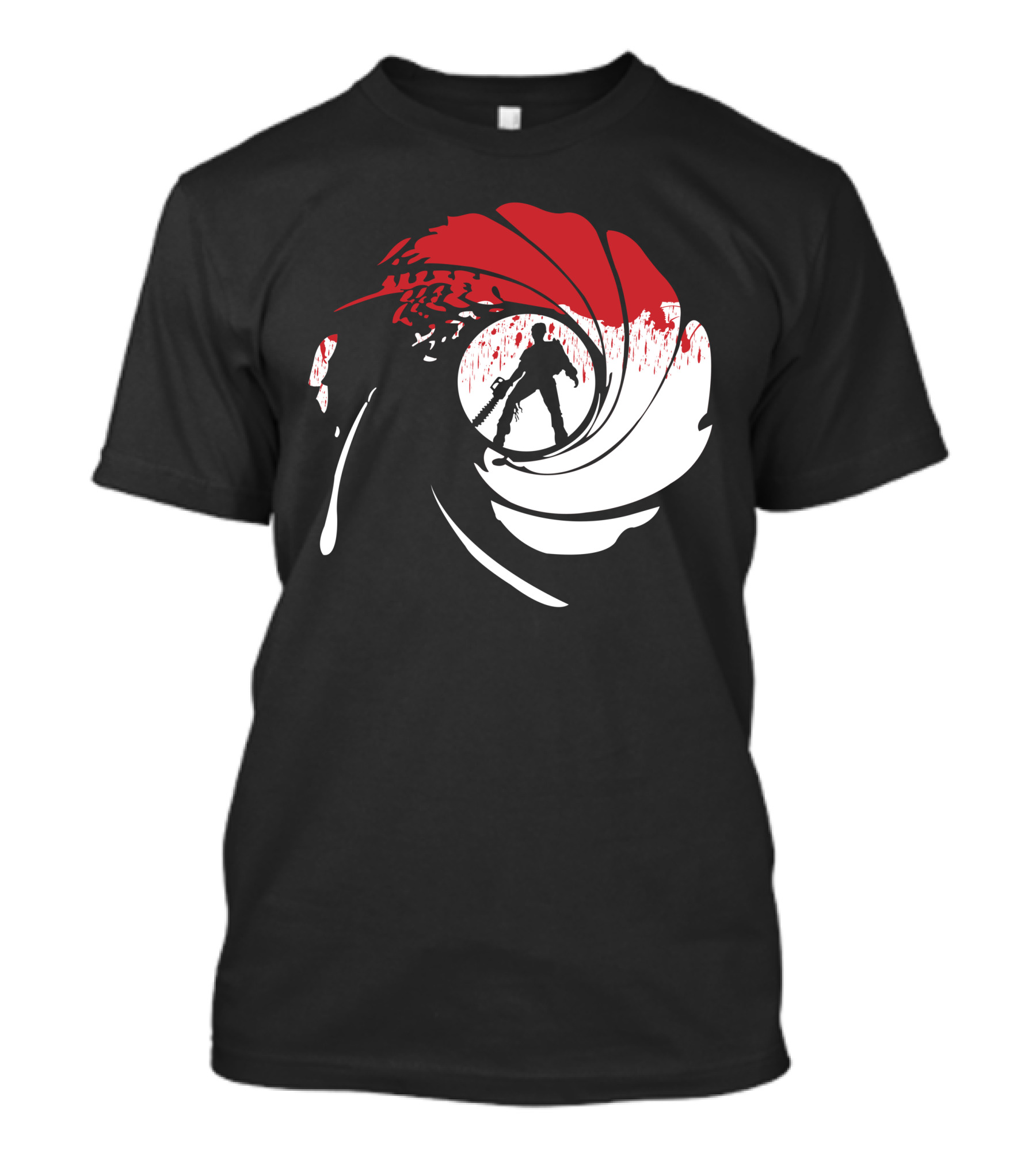 James Bond Chainsaw Gun Barrel Parody Chainsaws Are Forever T-Shirt