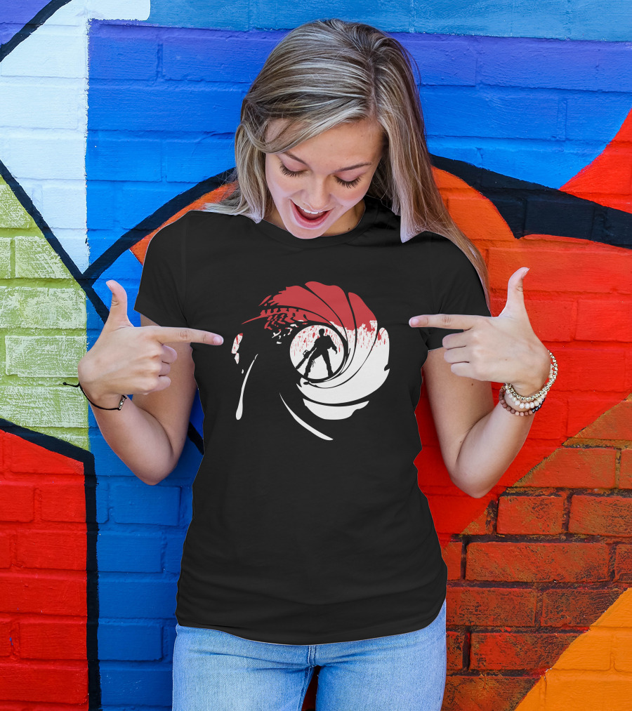 James Bond Chainsaw Gun Barrel Parody Chainsaws Are Forever T-Shirt
