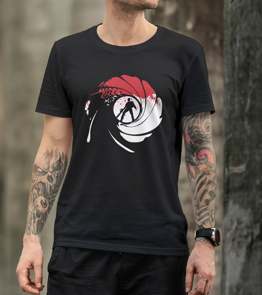 James Bond Chainsaw Gun Barrel Parody Chainsaws Are Forever T-Shirt