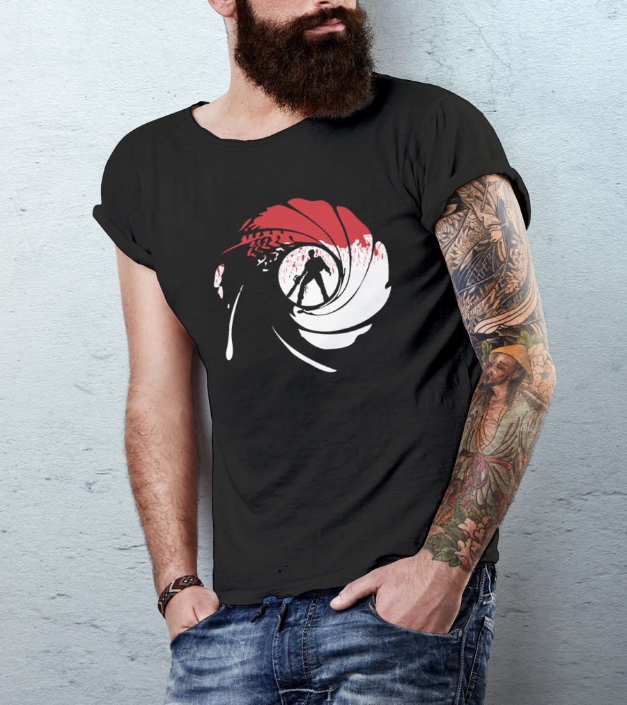 James Bond Chainsaw Gun Barrel Parody Chainsaws Are Forever T-Shirt