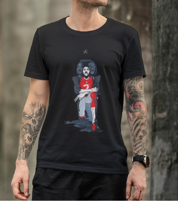 Colin Kaepernick Stand With Kaepernick Kneeling Red Jersey Number Seven T-Shirt