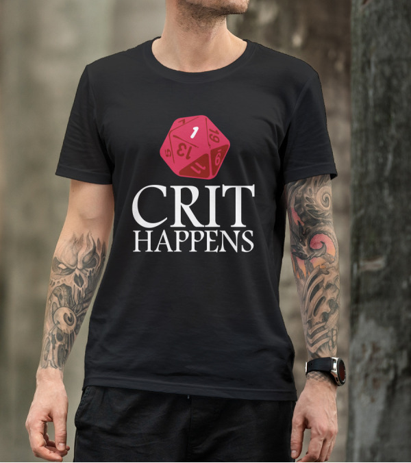 Crit Happens Red D20 Dice Roll One T-Shirt