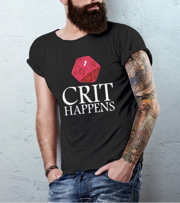 Crit Happens Red D20 Dice Roll One T-Shirt