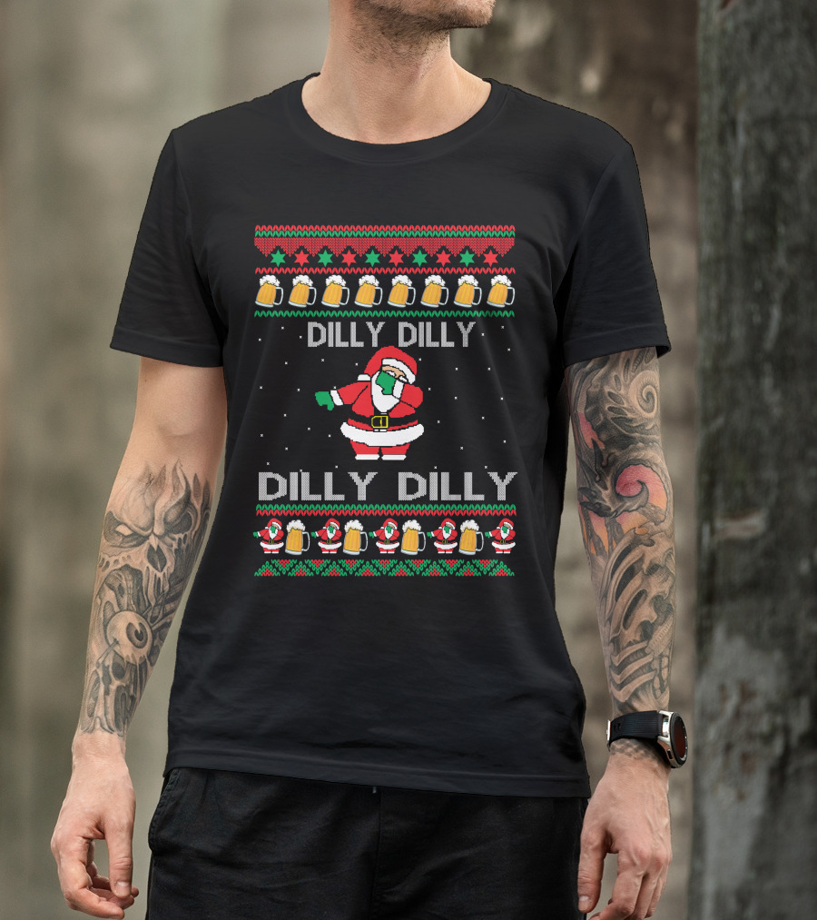 Dilly Dilly Santa Claus With Beer Mugs Christmas T-Shirt