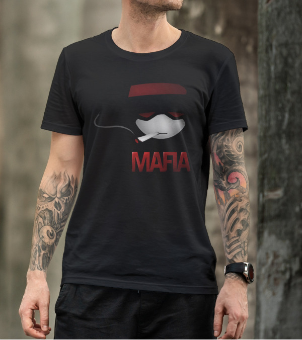 Mafia Mask Smoking Humor T-Shirt