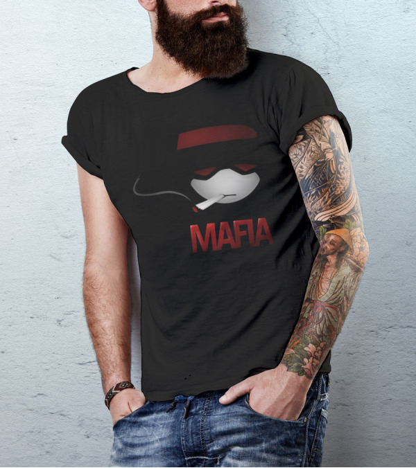 Mafia Mask Smoking Humor T-Shirt