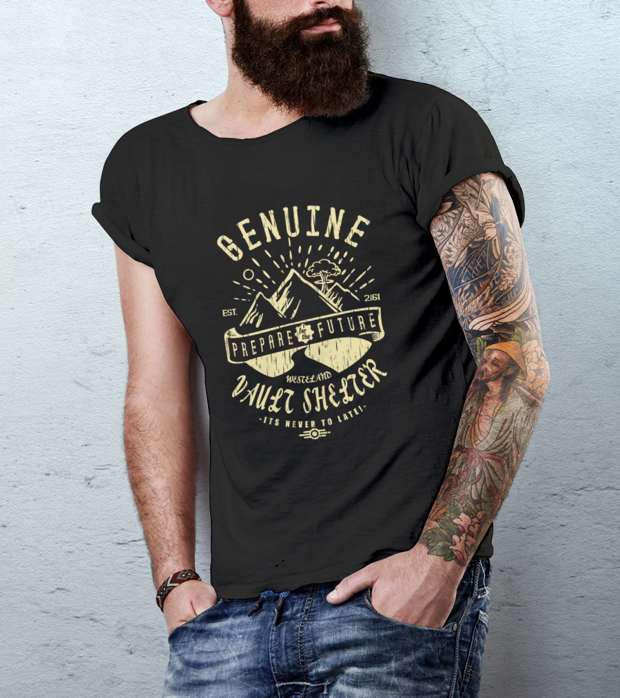 Genuine Vault Shelter Wasteland Prepare For The Future Est 2161 T-Shirt