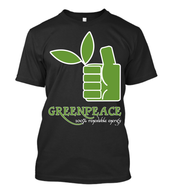 GREENPEACE 100% Renewable Energy Thumbs Up Leaf T-Shirt