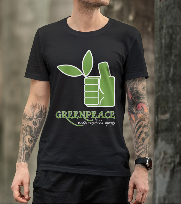 GREENPEACE 100% Renewable Energy Thumbs Up Leaf T-Shirt