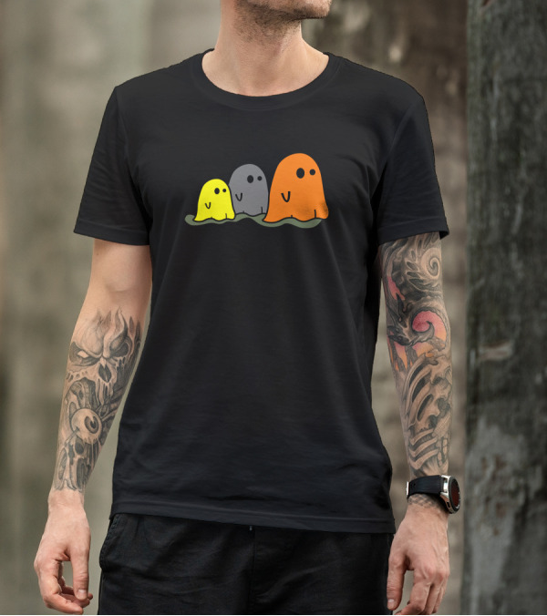Halloween Ghosts Yellow Gray Orange Cute Postcard T-Shirt
