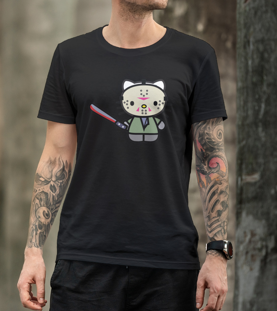 Hell Kitty Jason Hockey Mask Machete Character T-Shirt