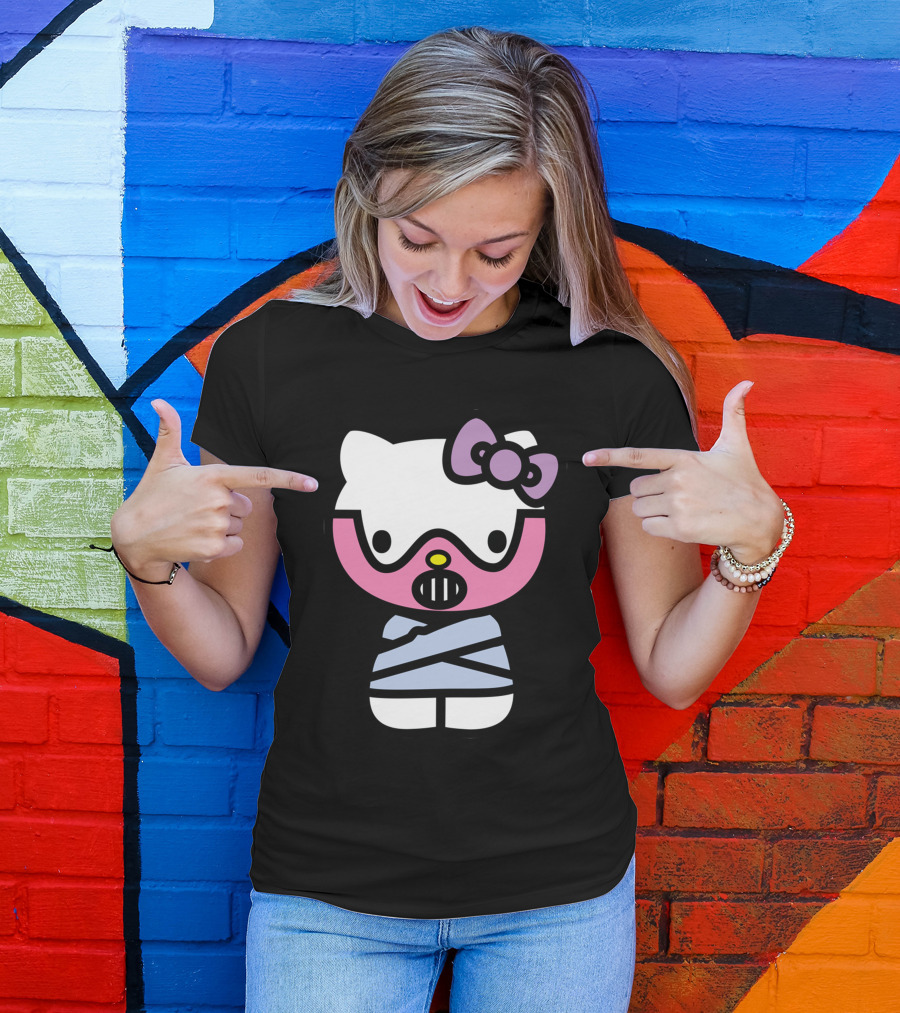 Hell Kitty Cute Devil Masked Bow Character T-Shirt