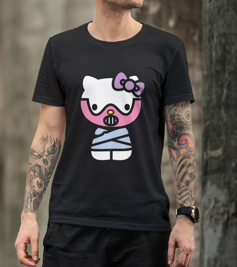 Hell Kitty Cute Devil Masked Bow Character T-Shirt