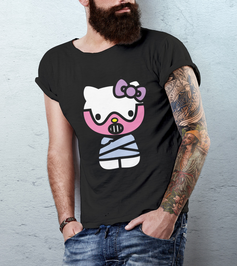 Hell Kitty Cute Devil Masked Bow Character T-Shirt