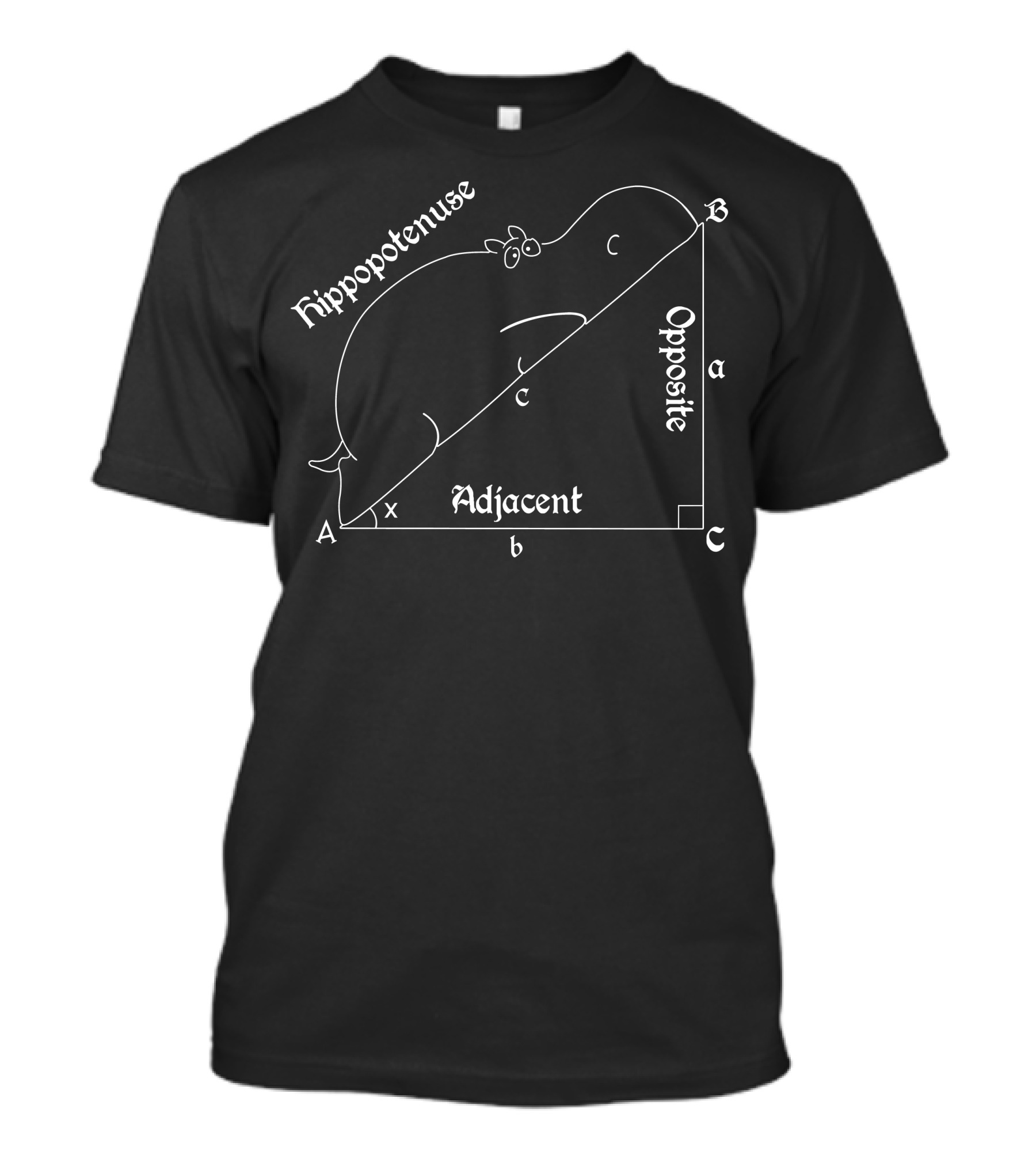 Hippopotenenuse Opposite Adjacent Right Angle Triangle T-Shirt
