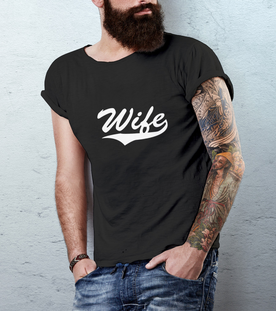 Husband And Wife Matching Couples Apparel Wife Baseball Script T-Shirt