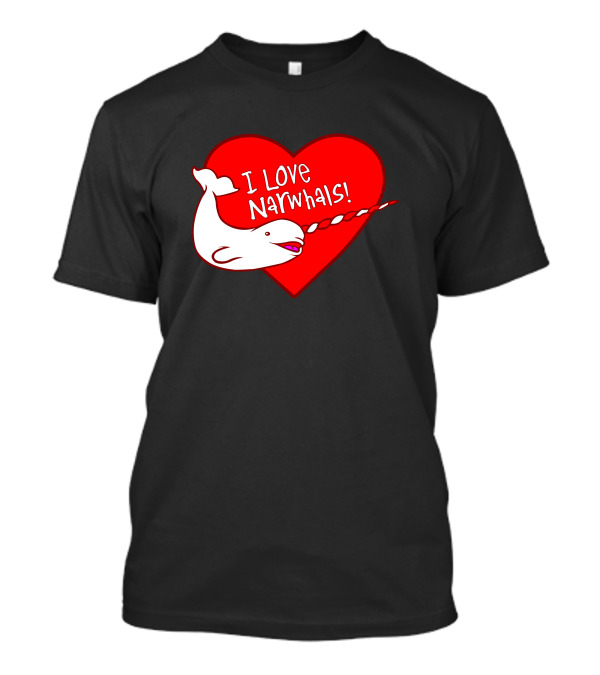 I Love Narwhals Heart Red T-Shirt